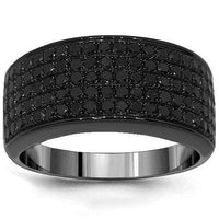 Thumbnail for 10K Solid Gold Black Rhodium Mens Black Diamond Wedding Ring Band 2.68 Ctw