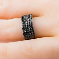 Thumbnail for 10K Solid Gold Black Rhodium Mens Black Diamond Wedding Ring Band 2.68 Ctw