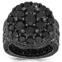 Thumbnail for 10K Solid Gold Black Rhodium Plated Mens Diamond Pinky Ring 14.89 Ctw