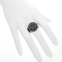 Thumbnail for 10K Solid Gold Black Rhodium Plated Mens Diamond Pinky Ring 14.89 Ctw