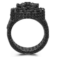 Thumbnail for 10K Solid Gold Black Rhodium Plated Mens Diamond Pinky Ring 14.89 Ctw
