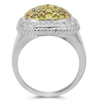 Thumbnail for 10K Solid White Gold Mens Diamond Ring with Yellow Diamonds 3.75 Ctw