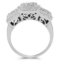 Thumbnail for 10K Solid White Gold Womens Diamond Ring 1.50 Ctw