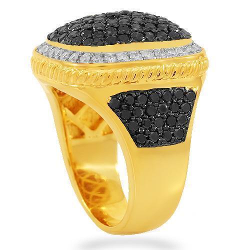 10K Solid Yellow Gold Black Diamond Rings for Men Collection Ring 6.50 Ctw