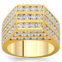 Thumbnail for 10K Solid Yellow Gold Mens Diamond Pinky Ring 8.00 Ctw