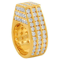 Thumbnail for 10K Solid Yellow Gold Mens Diamond Pinky Ring 8.00 Ctw