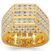 Thumbnail for 10K Solid Yellow Gold Mens Diamond Pinky Ring 9.00 Ctw