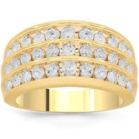 Thumbnail for 10K Solid Yellow Gold Mens Diamond Wedding Ring Band 1.10 Ctw