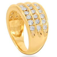 Thumbnail for 10K Solid Yellow Gold Mens Diamond Wedding Ring Band 1.10 Ctw