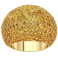 Thumbnail for 10K Solid Yellow Gold Mens Yellow Diamond Pinky Ring 9.54  Ctw