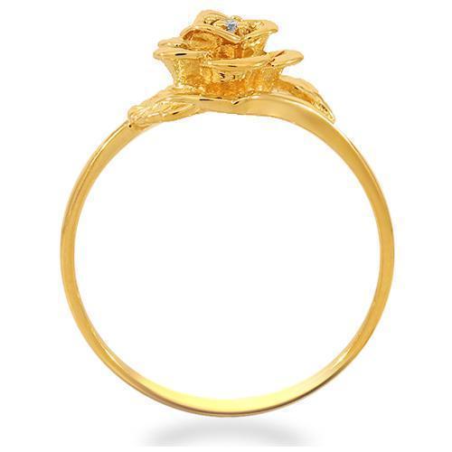 10K Solid Yellow Gold Womens Diamond Flower Ring 0.05 Ctw