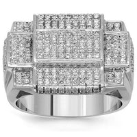 Thumbnail for 10K White Solid Gold Mens Diamond Ring 0.65 Ctw