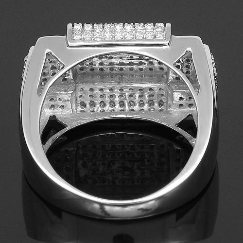10K White Solid Gold Mens Diamond Ring 0.65 Ctw