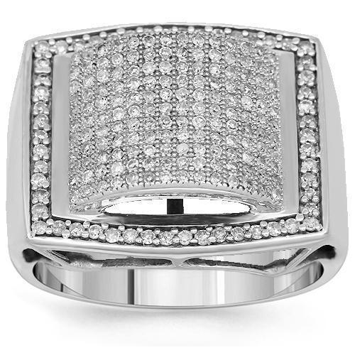 10K White Solid Gold Mens Diamond Ring 0.72 Ctw