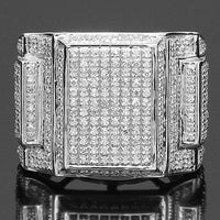 Thumbnail for 10K White Solid Gold Mens Diamond Ring 0.94 Ctw