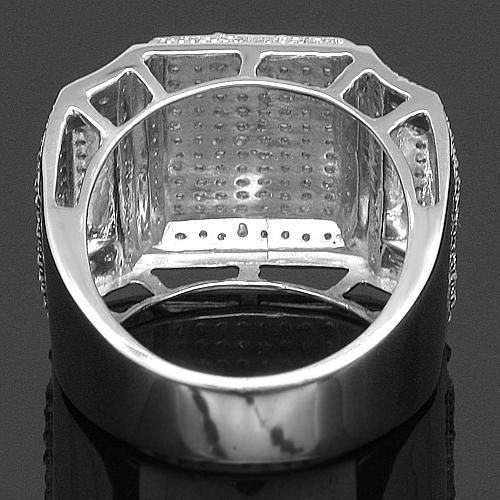 10K White Solid Gold Mens Diamond Ring 0.94 Ctw
