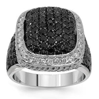 Thumbnail for 10K White Solid Gold Mens Diamond Ring with Black Diamonds 6.50 Ctw