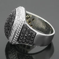 Thumbnail for 10K White Solid Gold Mens Diamond Ring with Black Diamonds 6.50 Ctw