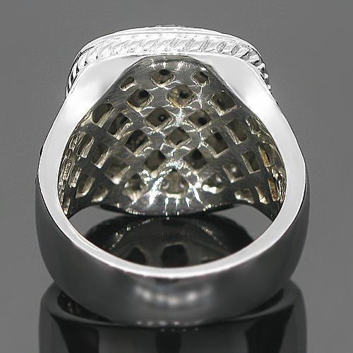 10K White Solid Gold Mens Diamond Ring with Black Diamonds 6.50 Ctw