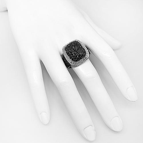 10K White Solid Gold Mens Diamond Ring with Black Diamonds 6.50 Ctw