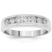 Thumbnail for 10K White Solid Gold Mens Diamond Wedding Ring Band 1.30 Ctw
