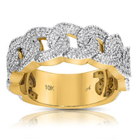 Thumbnail for 10K Yellow Gold Diamond Cuban Link Ring 0.77 CTW