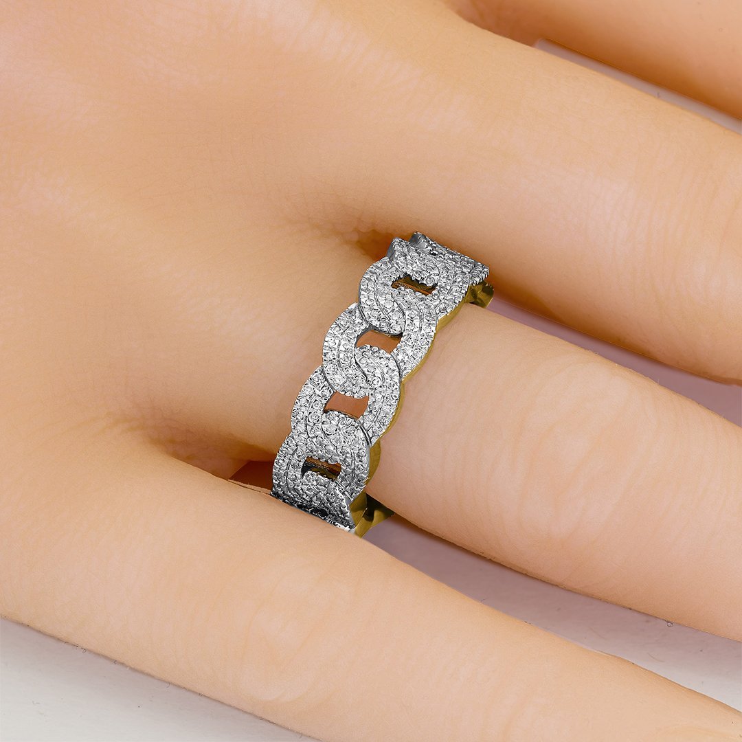 10K YELLOW GOLD DIAMOND CUBAN LINK RING 0.77 CTW