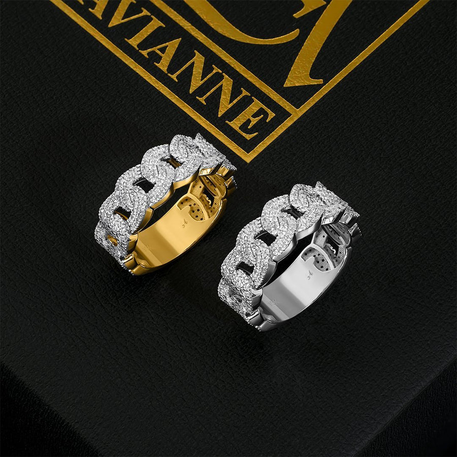 10K YELLOW GOLD DIAMOND CUBAN LINK RING 0.77 CTW