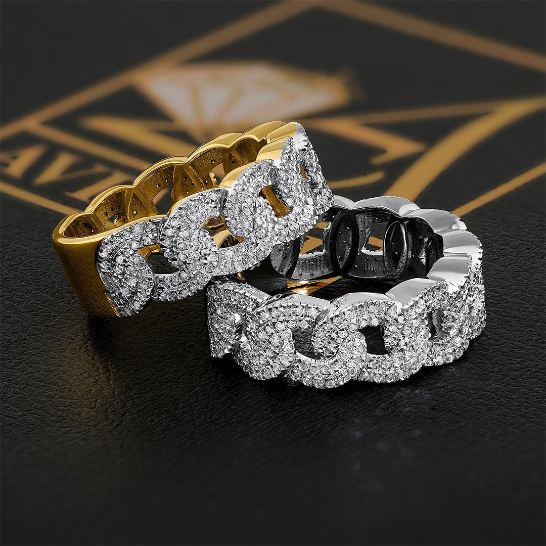 10K YELLOW GOLD DIAMOND CUBAN LINK RING 0.77 CTW