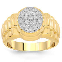 Thumbnail for 10K Yellow Gold Mens Diamond Pinky Ring 0.75 Ctw