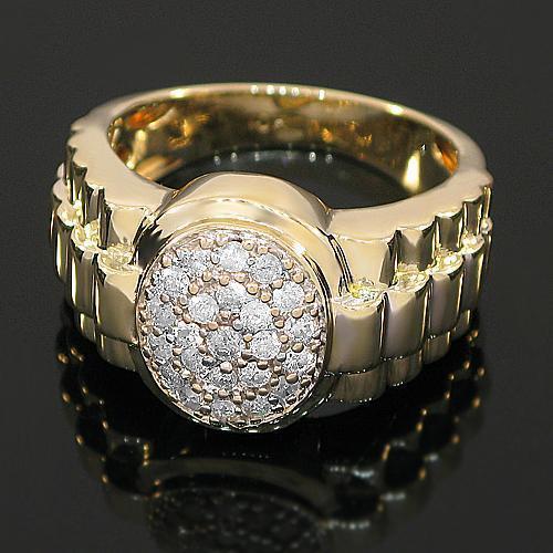 10K Yellow Gold Mens Diamond Pinky Ring 0.75 Ctw