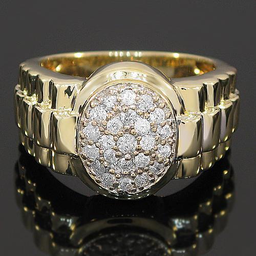 10K Yellow Gold Mens Diamond Pinky Ring 0.75 Ctw