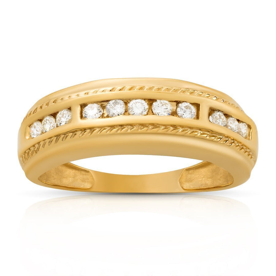 10K Yellow Gold Mens Diamond Wedding Band 0.25 Ctw