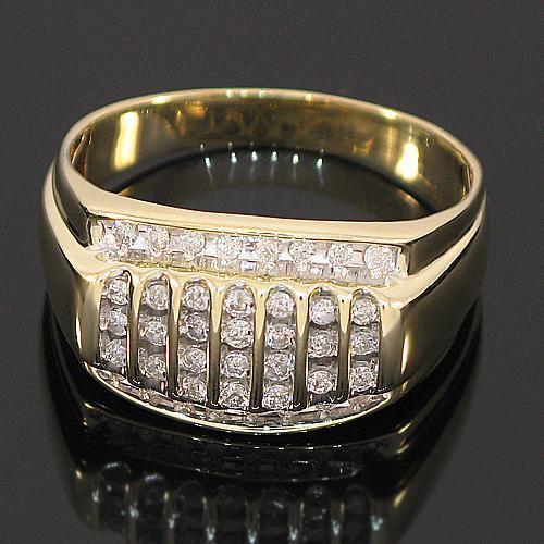 10K Yellow Solid Gold Channel Mens Diamond Ring 0.50 Ctw