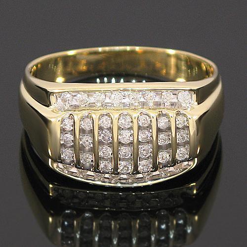 10K Yellow Solid Gold Channel Mens Diamond Ring 0.50 Ctw