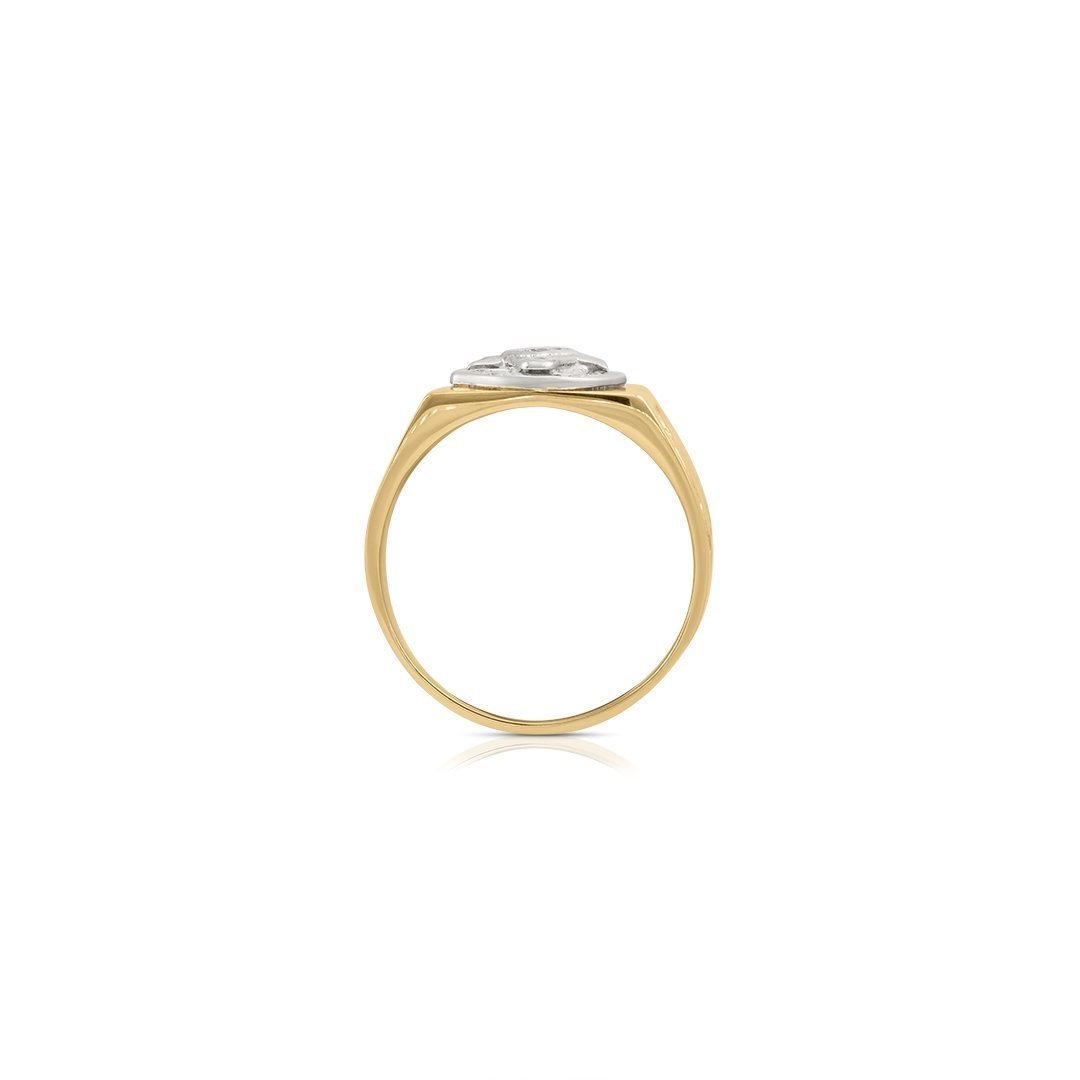 10K Yellow Solid Gold Mens Diamond Masonic Pinky Ring 0.50 Ctw