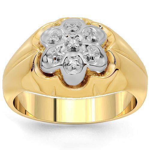 10K Yellow Solid Gold Mens Diamond Pinky Ring 0.25 Ctw