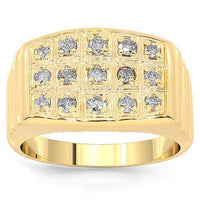 Thumbnail for 10K Yellow Solid Gold Mens Diamond Pinky Ring 0.59 Ctw