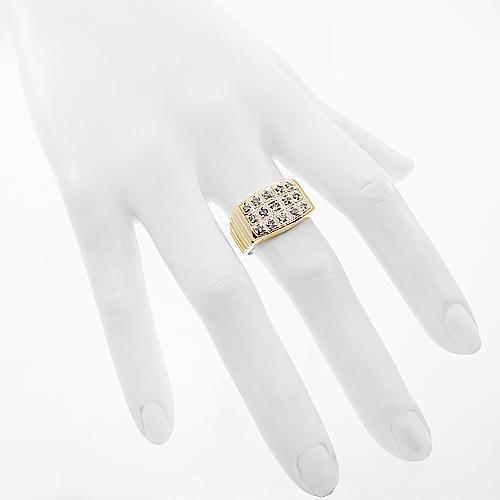 10K Yellow Solid Gold Mens Diamond Pinky Ring 0.59 Ctw