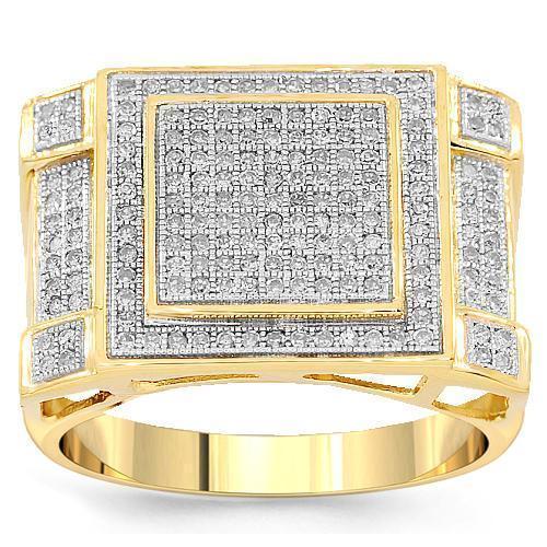 10K Yellow Solid Gold Mens Diamond Ring 0.57 Ctw