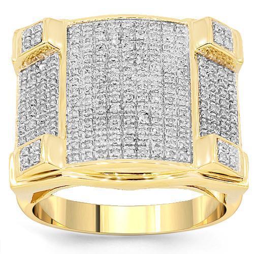 10K Yellow Solid Gold Mens Diamond ring 0.78 Ctw
