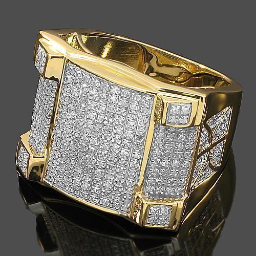 10K Yellow Solid Gold Mens Diamond ring 0.78 Ctw