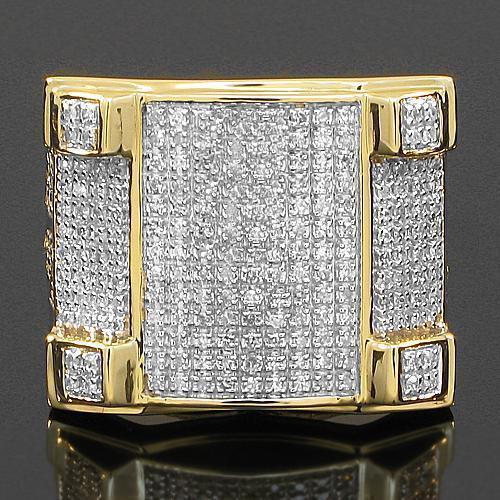 10K Yellow Solid Gold Mens Diamond ring 0.78 Ctw