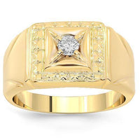Thumbnail for 10K Yellow Solid Gold Mens Diamond Solitaire Pinky Ring 0.13 Ctw