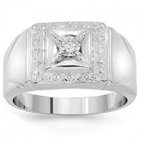 Thumbnail for 10K Yellow Solid Gold Mens Diamond Solitaire Pinky Ring 0.13 Ctw