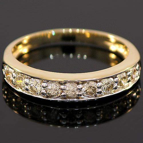 Yellow 10K Yellow Solid Gold Womens Diamond Wedding Band 0.50 Ctw