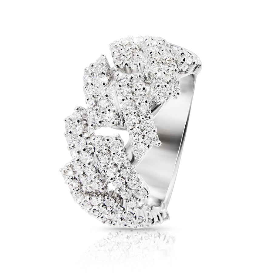 14k Rose Gold Diamond Cuban Link Half Band Ring 2.05 Ctw