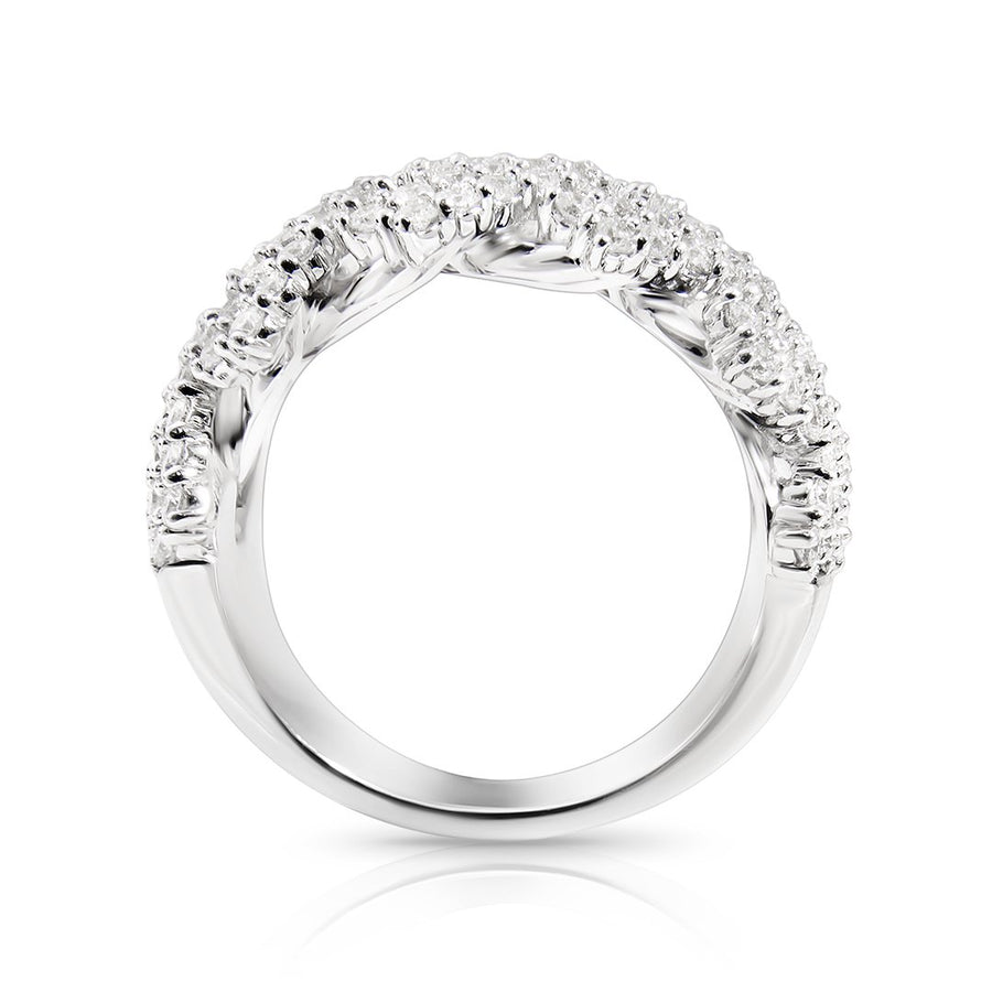 14k Rose Gold Diamond Cuban Link Half Band Ring 2.05 Ctw