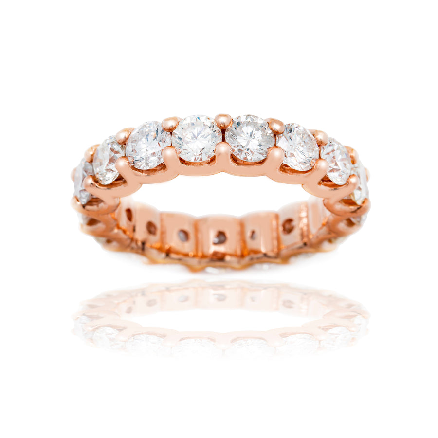 14k Rose Solid Gold Diamond Eternity Band 7.03 Ctw