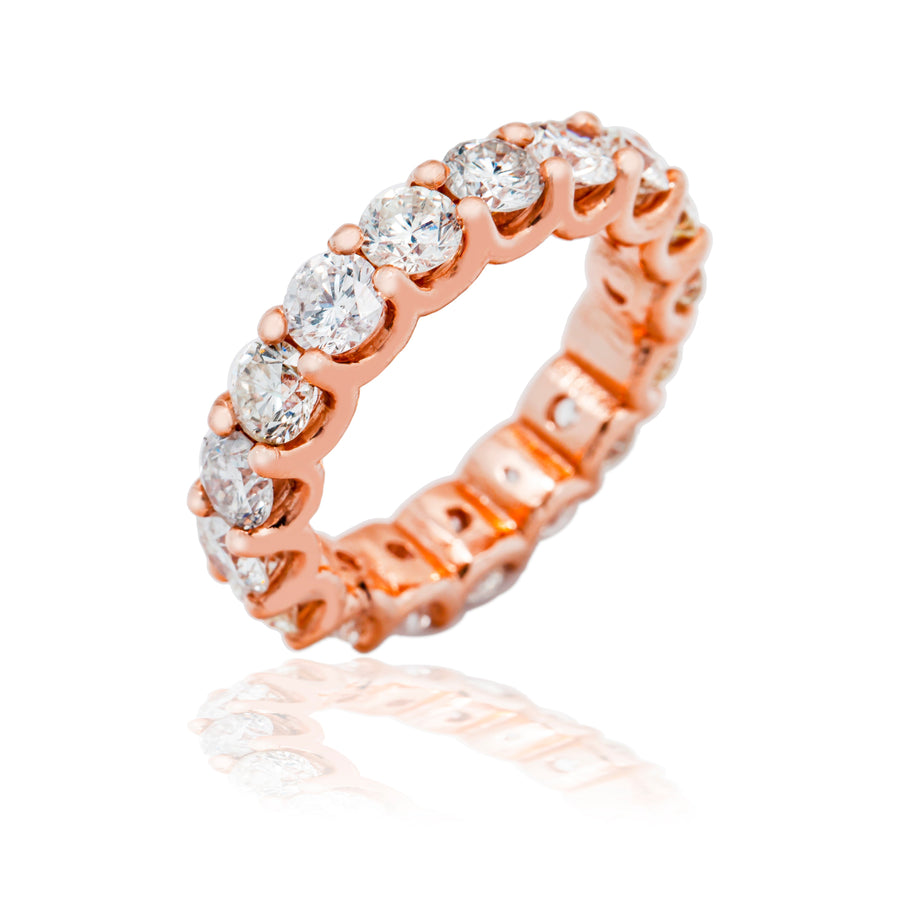 14k Rose Solid Gold Diamond Eternity Band 7.03 Ctw